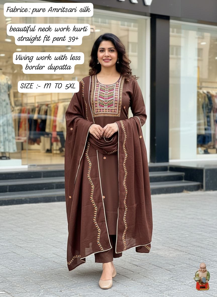Muslin Silk Pearl Work Suit Set