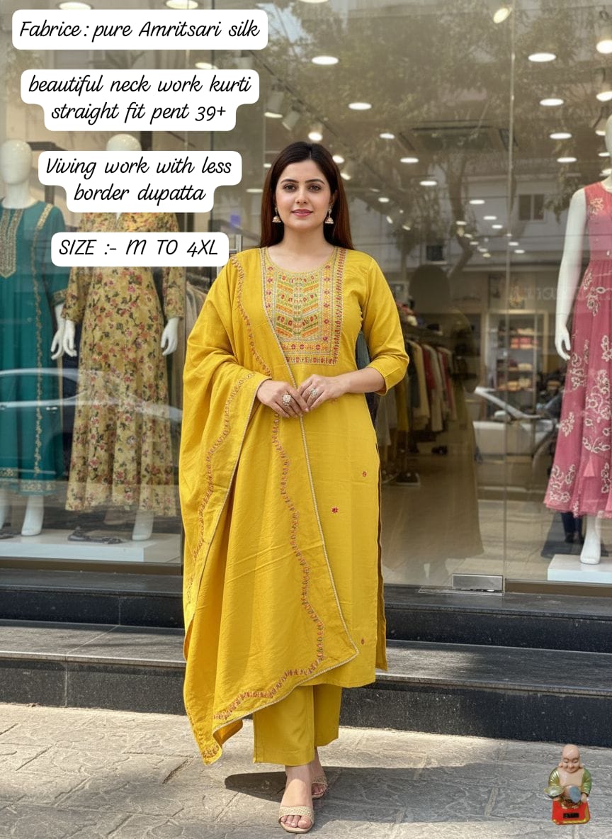 Muslin Silk Pearl Work Suit Set