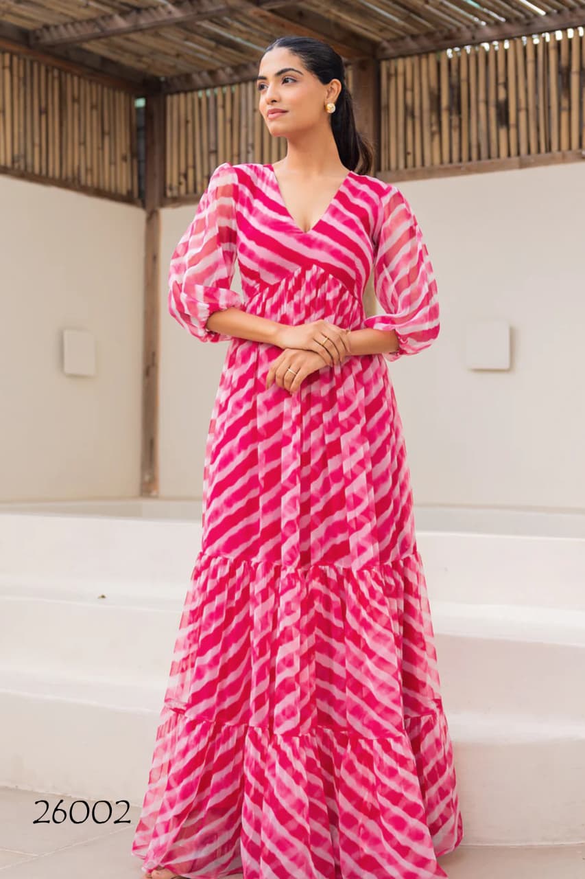 Faux Georgette Printed Gown