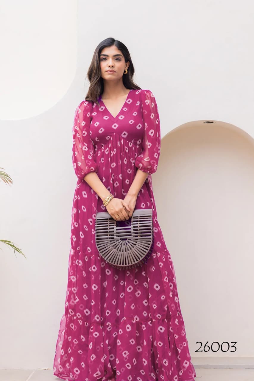 Faux Georgette Printed Gown