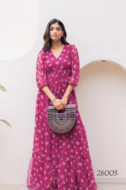 Faux Georgette Printed Gown