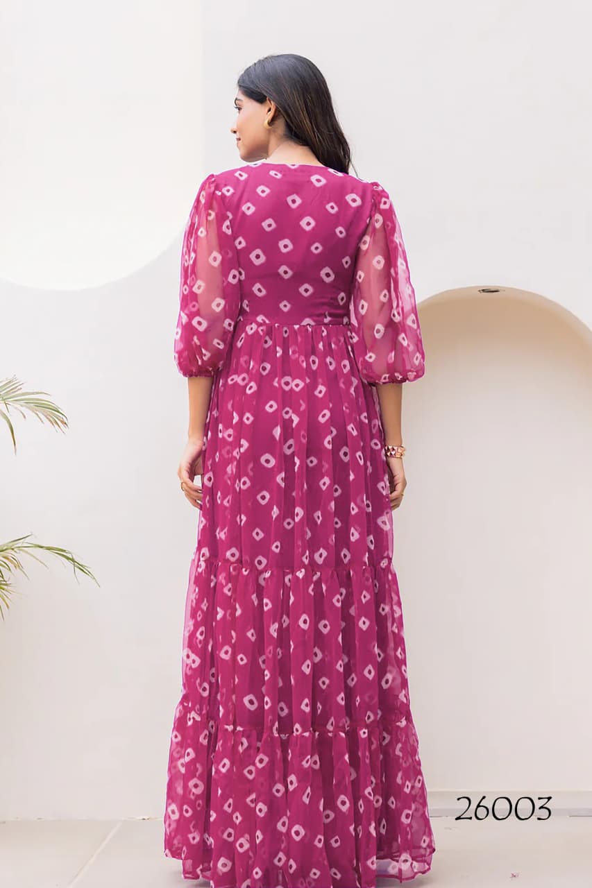 Faux Georgette Printed Gown
