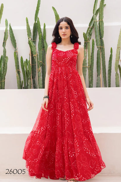 Faux Georgette Printed Gown