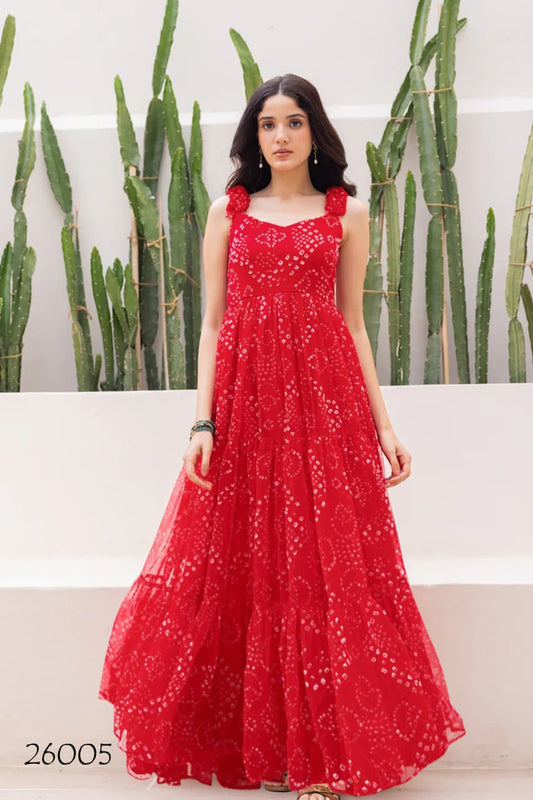 Faux Georgette Printed Gown