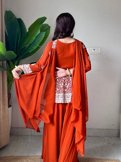 Georgette Embroidered Plazzo Set