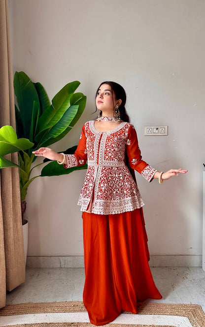 Georgette Embroidered Plazzo Set