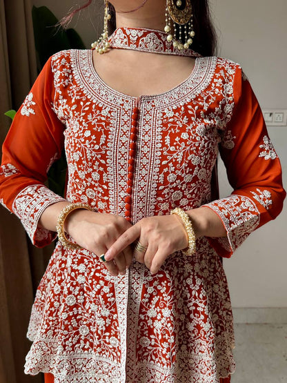 Georgette Embroidered Plazzo Set