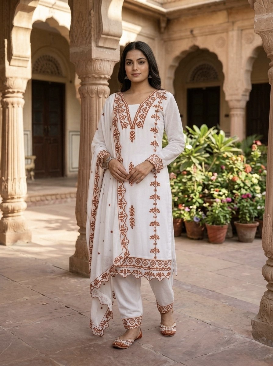 Faux Georgette Thread Work Suit Set