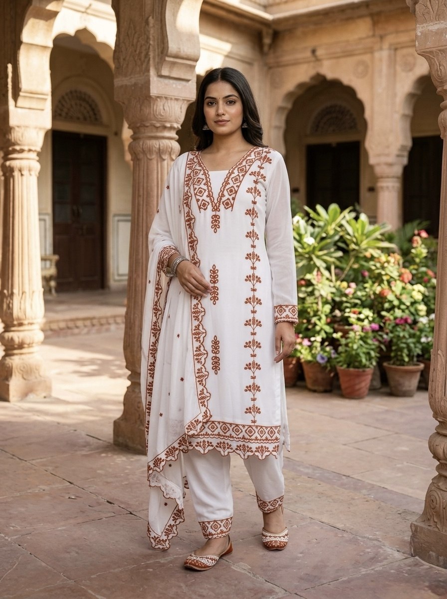 Faux Georgette Thread Work Suit Set