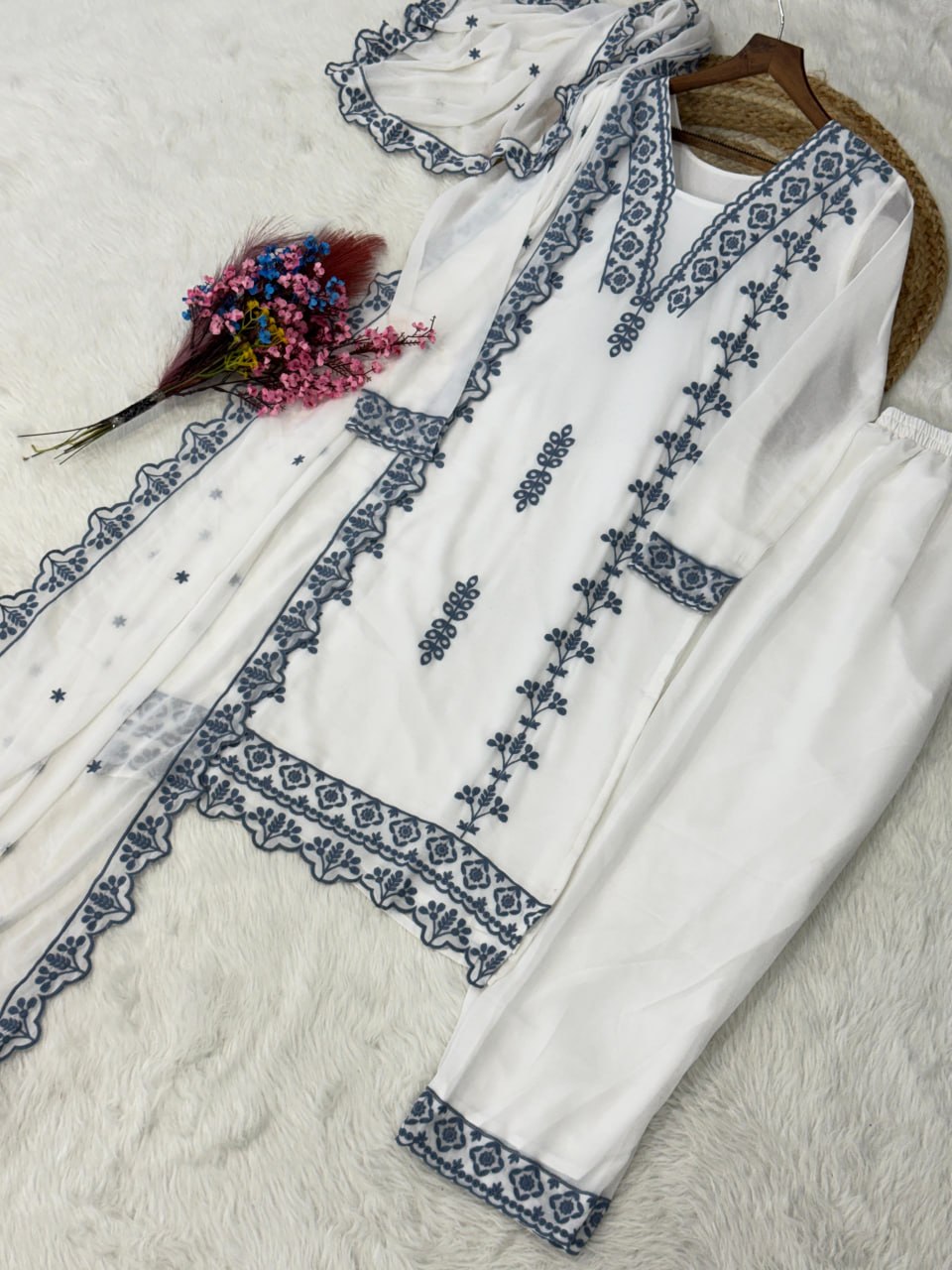 Faux Georgette Thread Work Suit Set