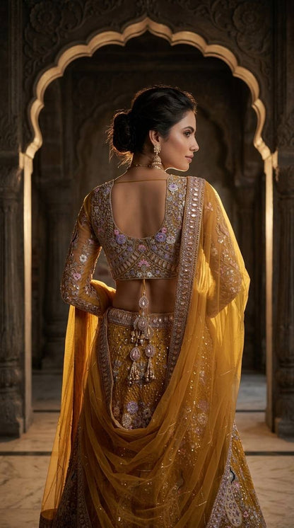 Butterfly Net Sequins Lehenga