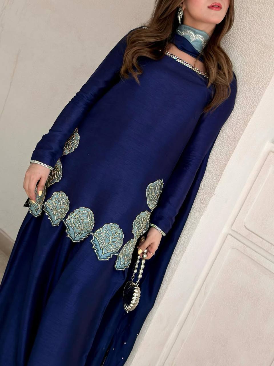 Crepe Silk Sequins Farshi Set