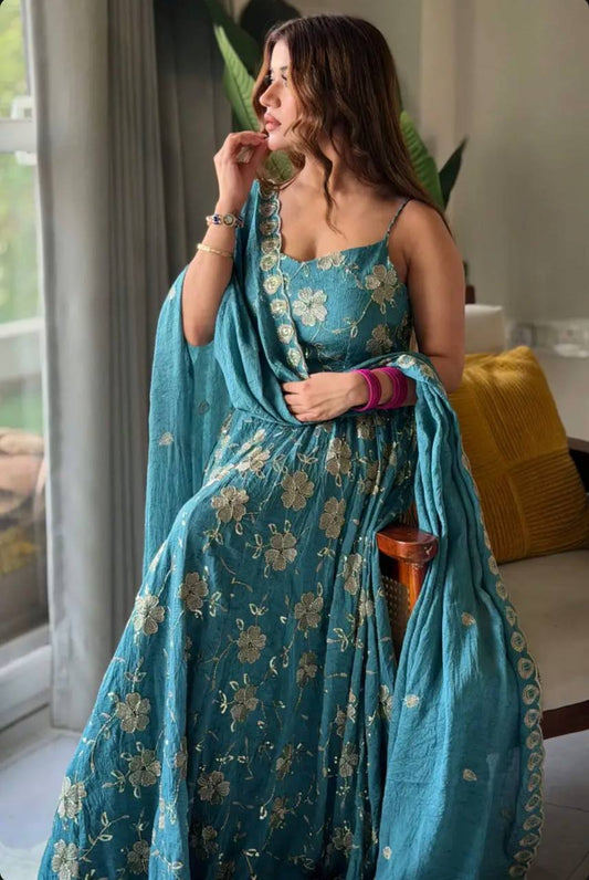 Crushi Silk Anarkali Set