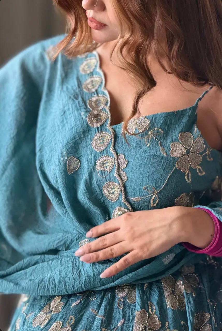 Crushi Silk Anarkali Set