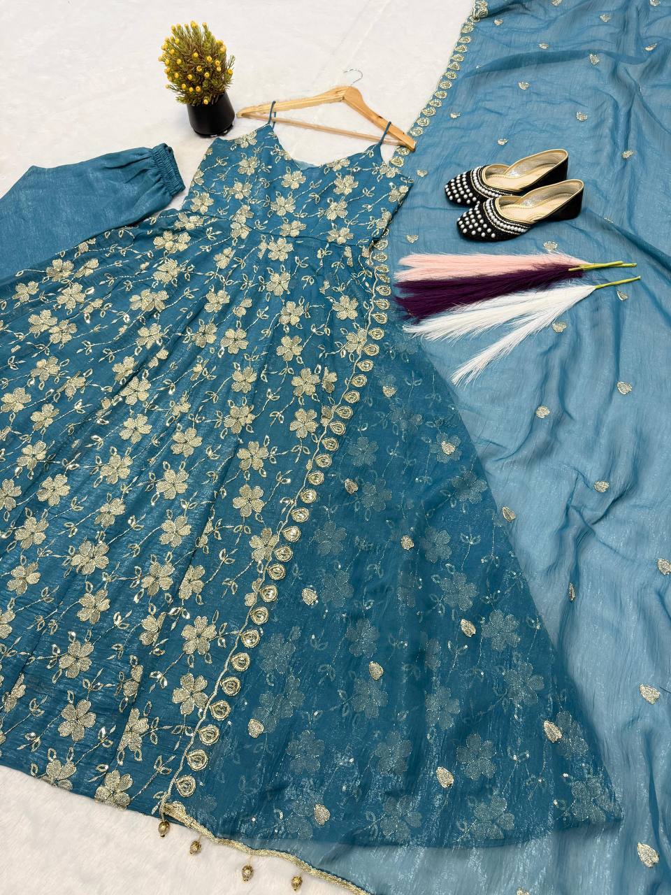 Crushi Silk Anarkali Set