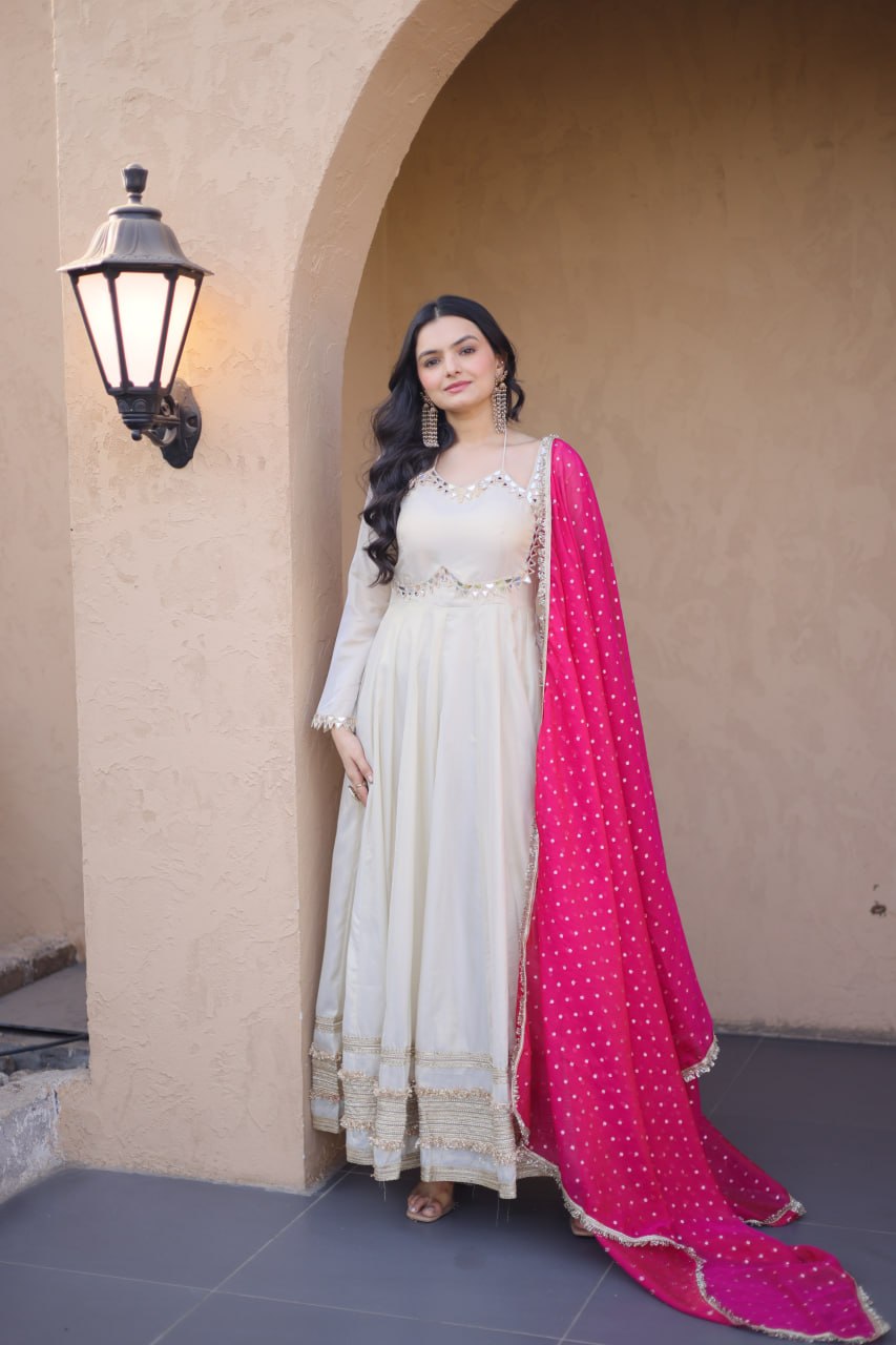 Cosmos Mirror Work Gown Set
