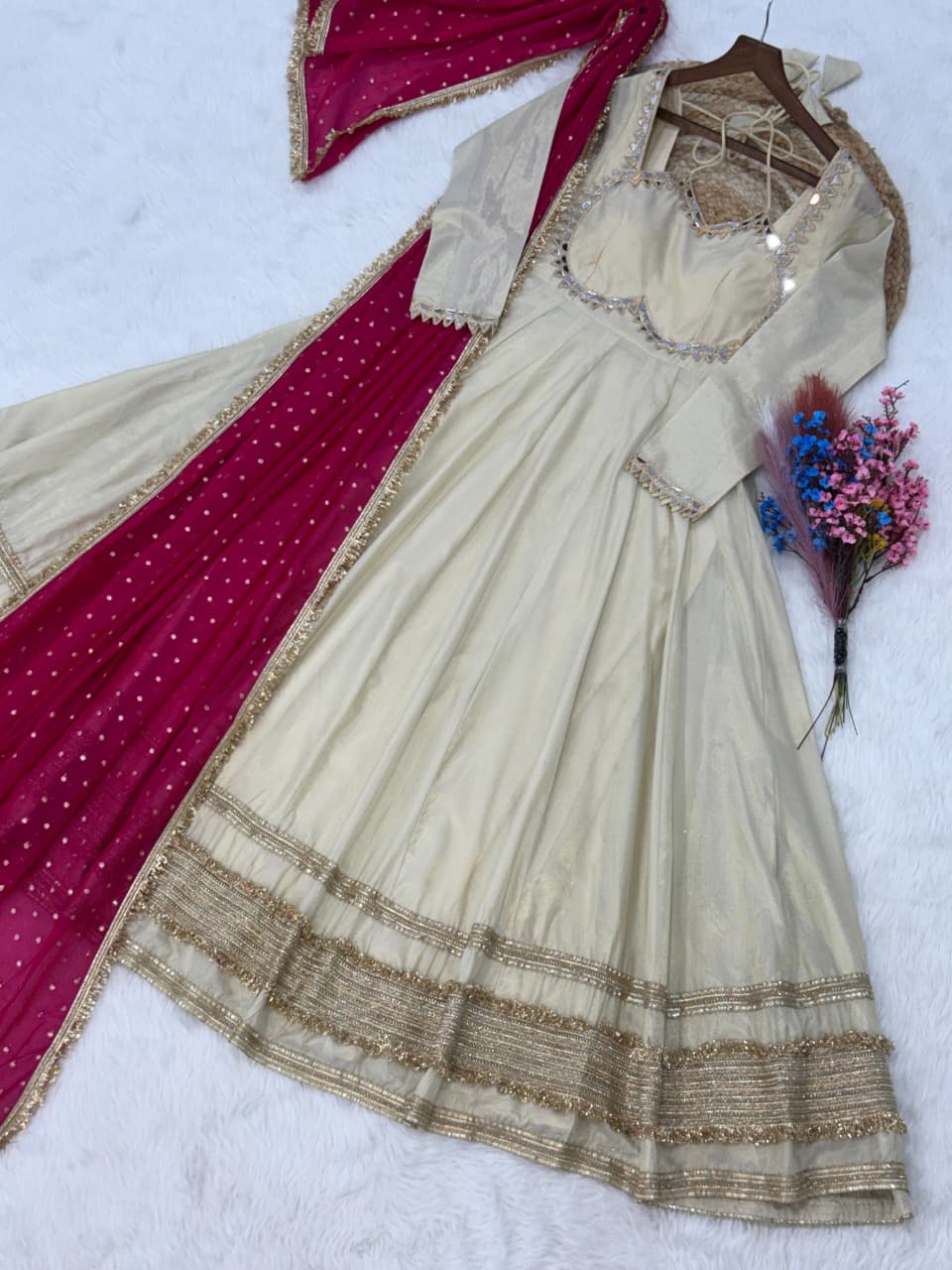 Cosmos Mirror Work Gown Set