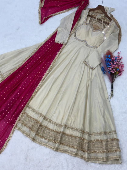 Cosmos Mirror Work Gown Set