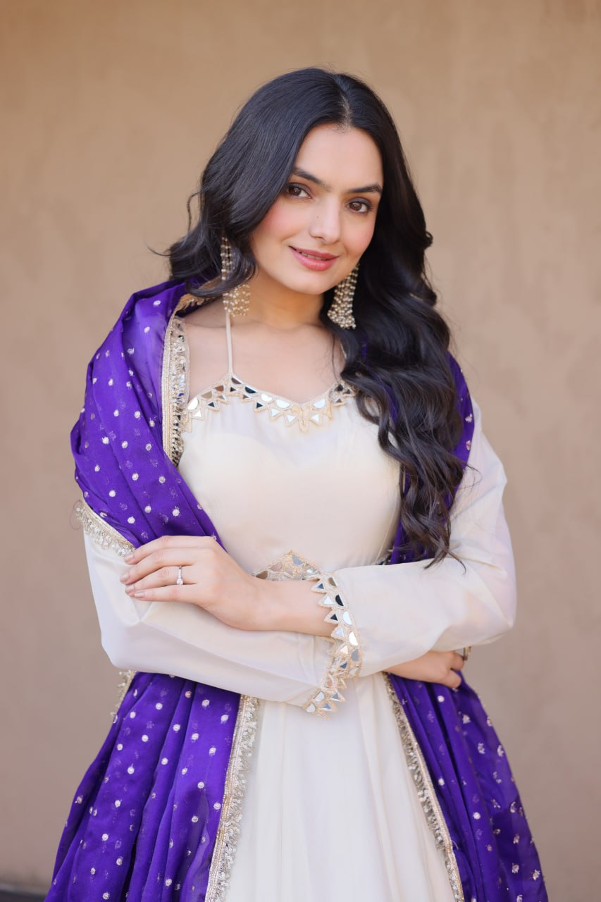 Cosmos Mirror Work Gown Set