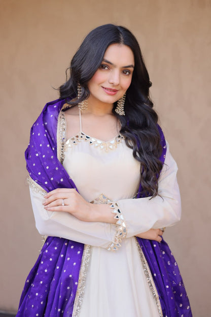 Cosmos Mirror Work Gown Set