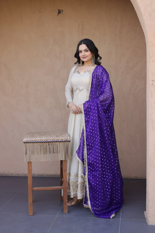 Cosmos Mirror Work Gown Set