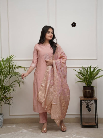 PV Chanderi Kurti Set