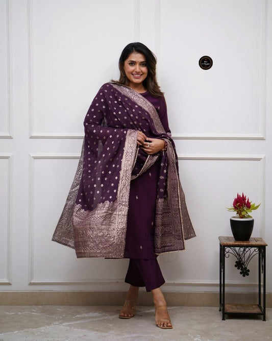 PV Chanderi Kurti Set