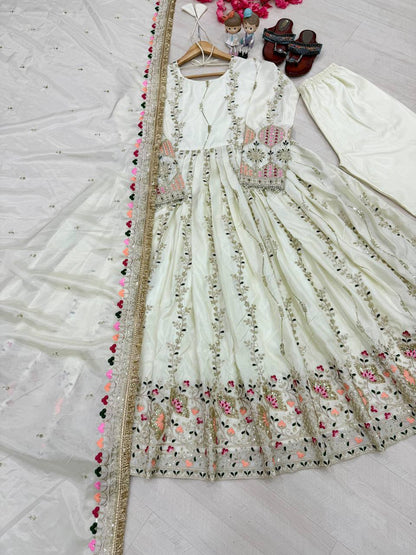 Sheesha Silk Embroidered Gown Set