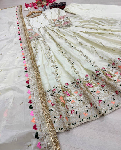 Sheesha Silk Embroidered Gown Set