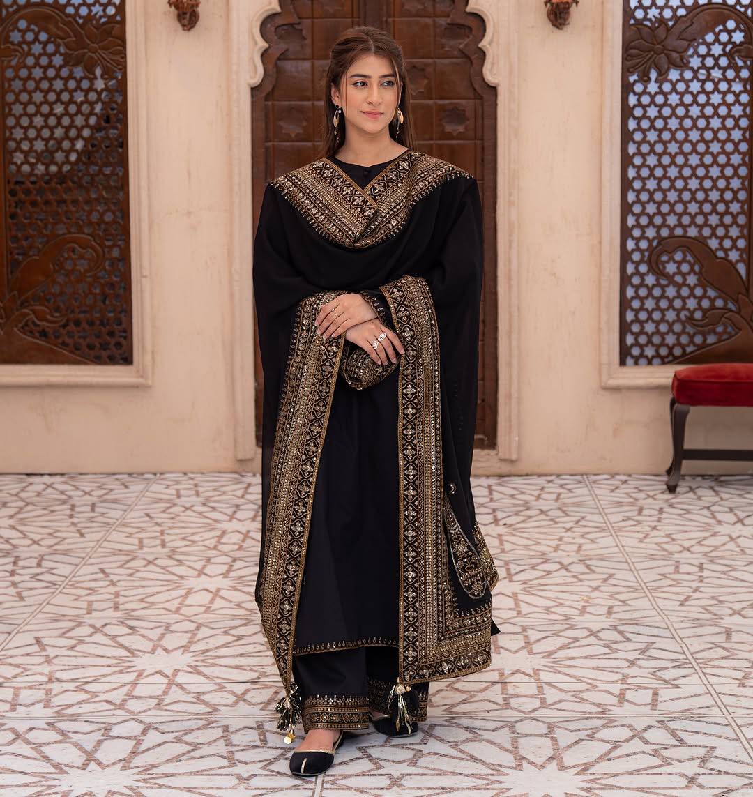Natural Crepe Silk Embroidered Suit Set