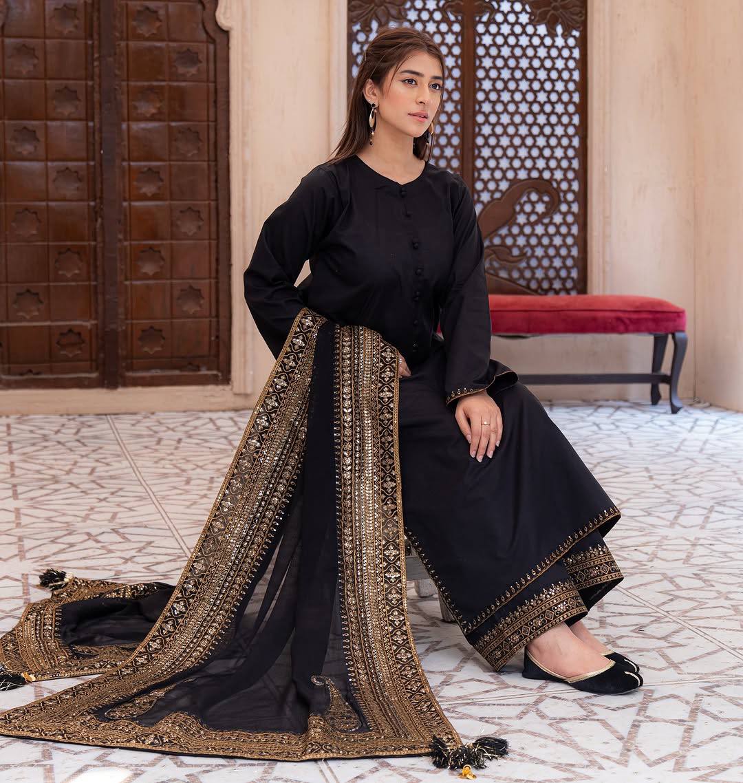 Natural Crepe Silk Embroidered Suit Set