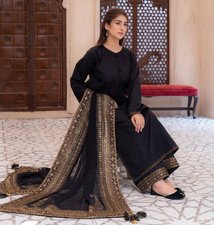 Natural Crepe Silk Embroidered Suit Set