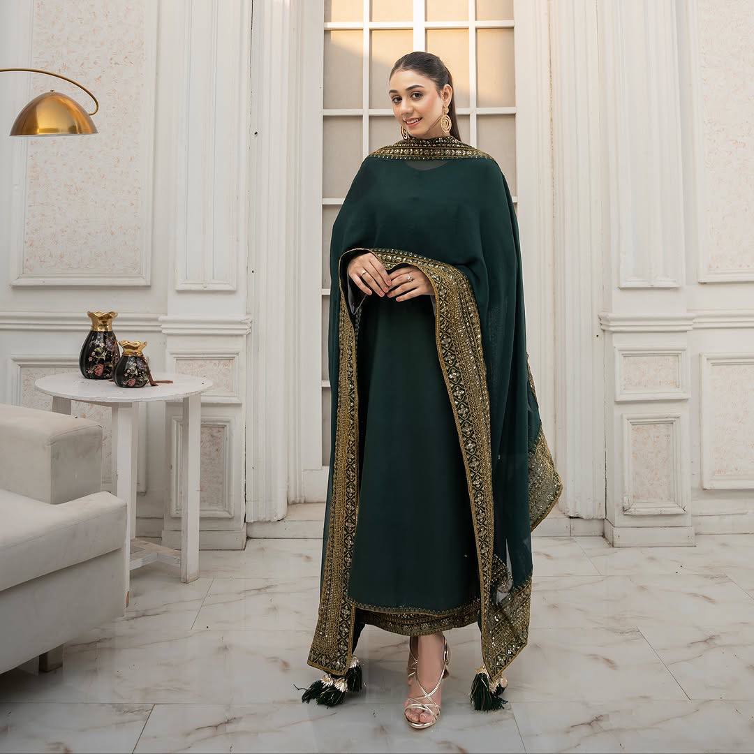 Natural Crepe Silk Embroidered Suit Set