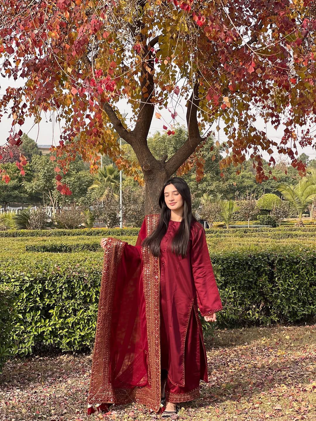 Natural Crepe Silk Embroidered Suit Set