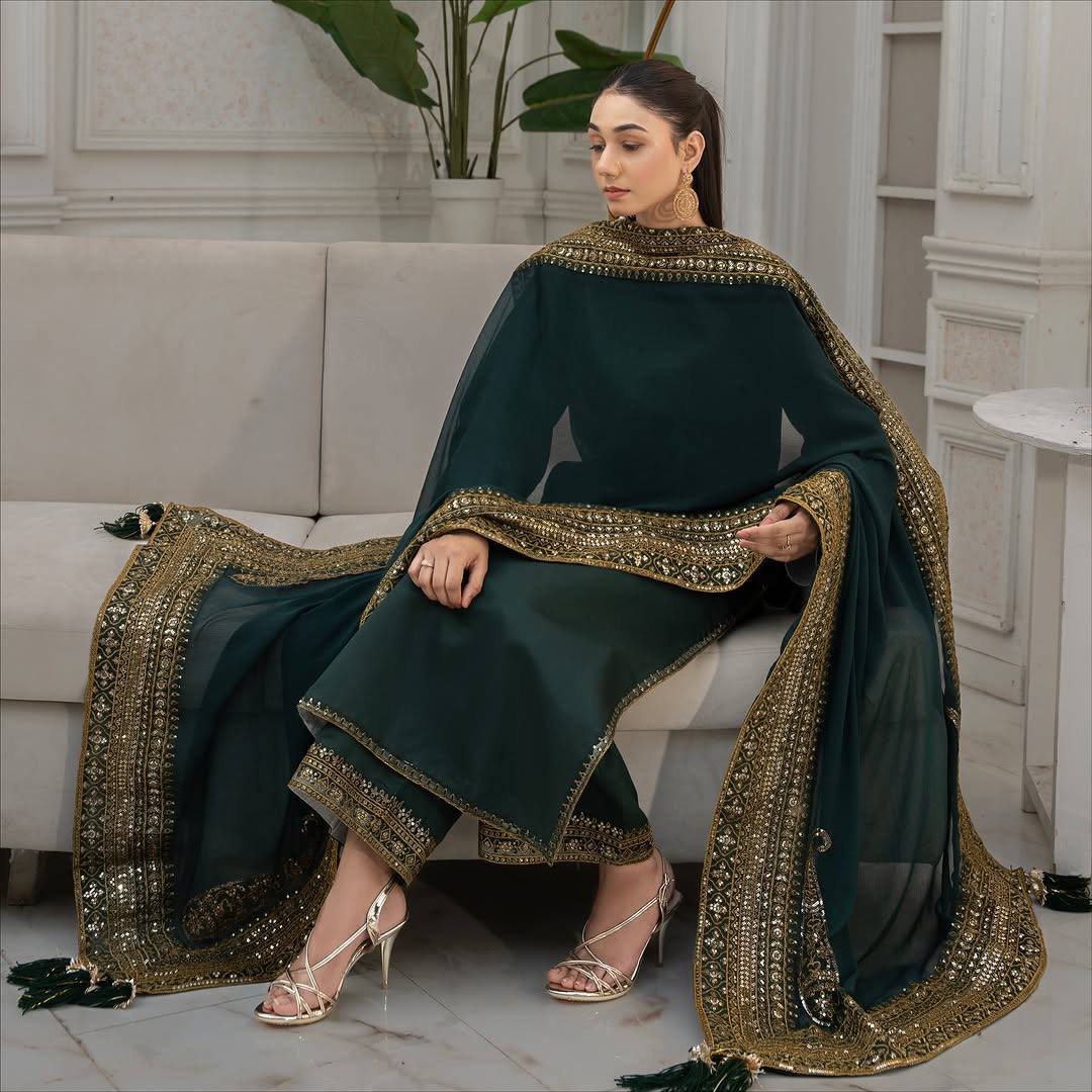 Natural Crepe Silk Embroidered Suit Set