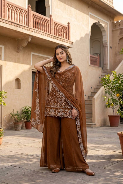 Star Georgette Embroidered Palazzo Set