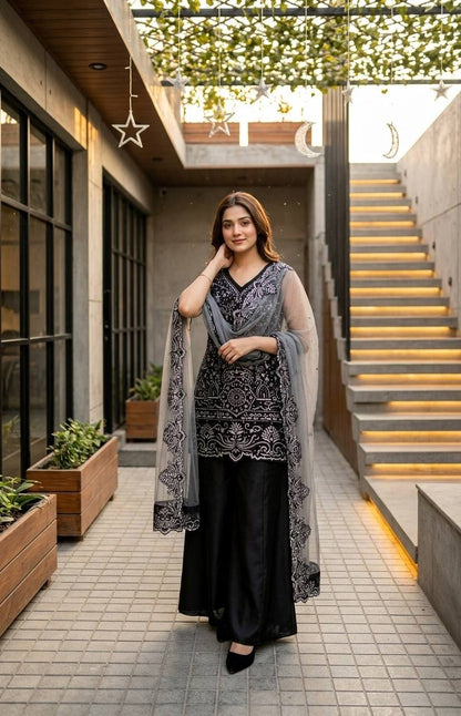 Star Georgette Embroidered Palazzo Set