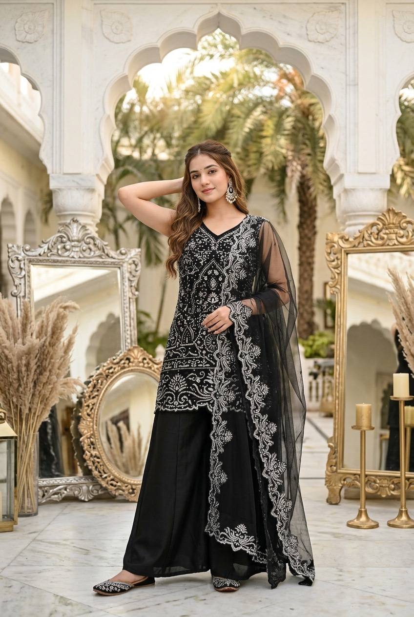 Star Georgette Embroidered Palazzo Set
