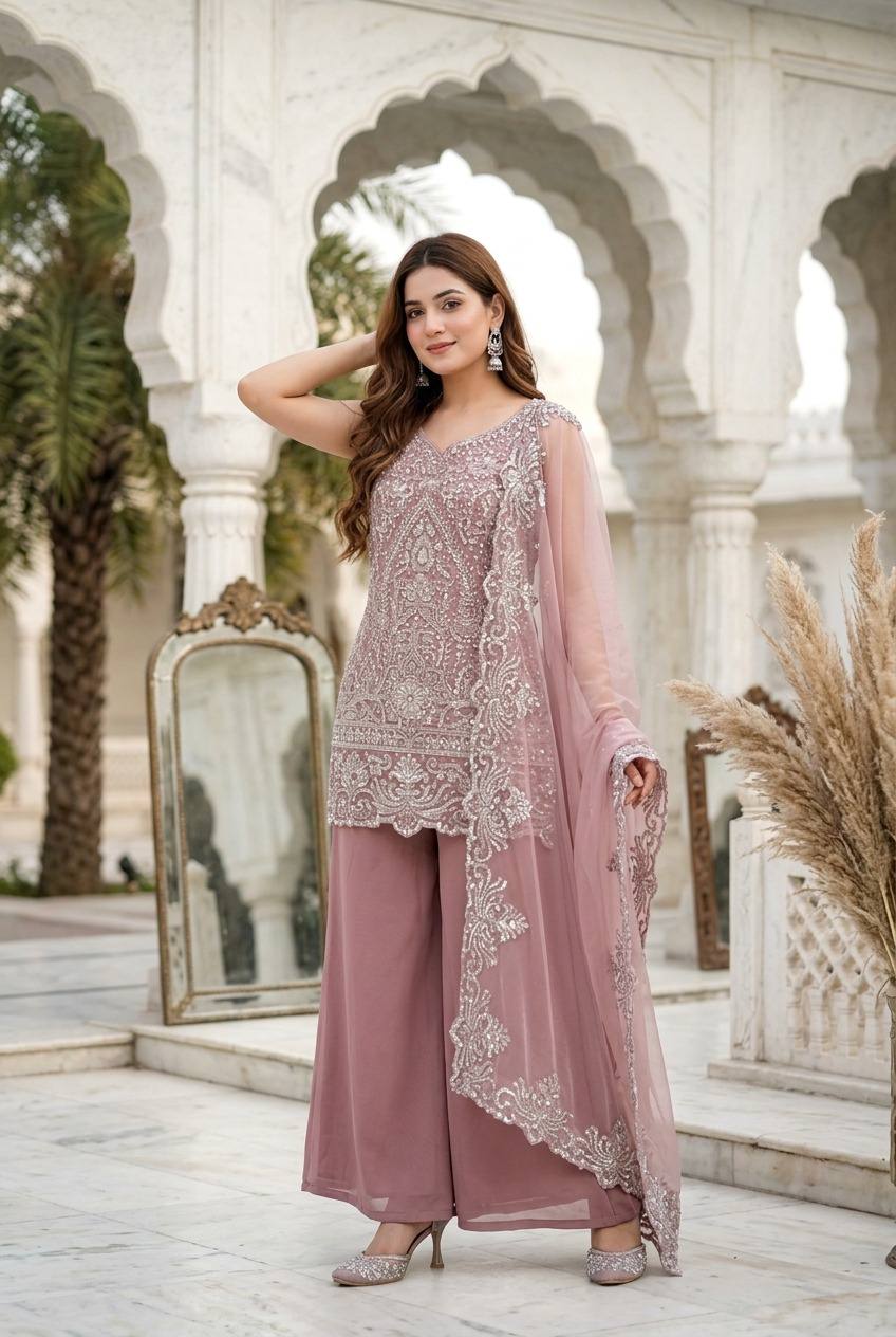 Star Georgette Embroidered Palazzo Set