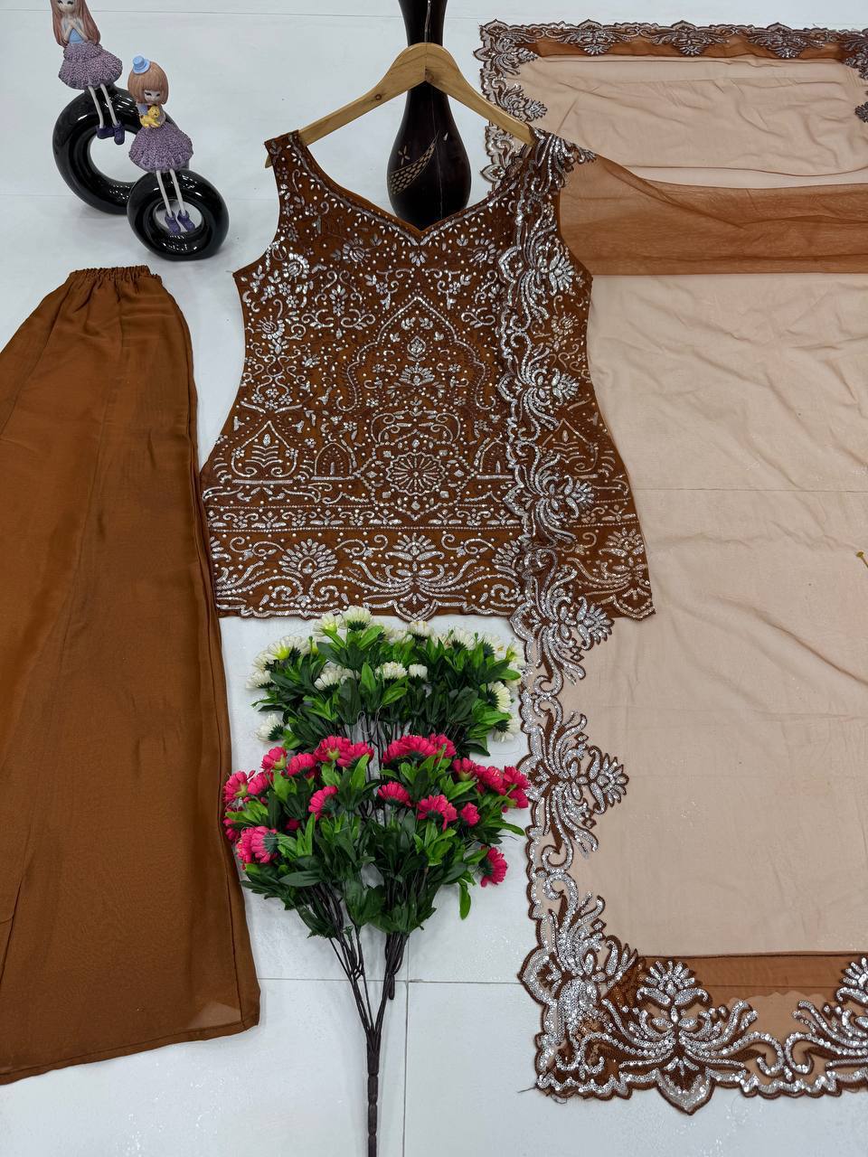 Star Georgette Embroidered Palazzo Set