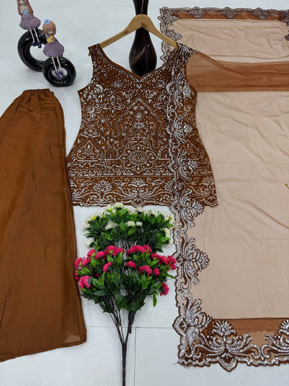 Star Georgette Embroidered Palazzo Set