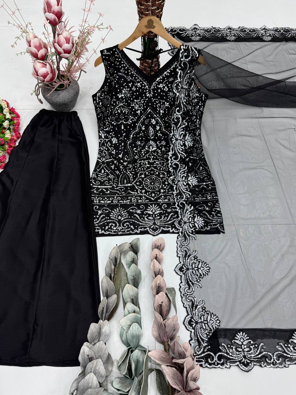 Star Georgette Embroidered Palazzo Set