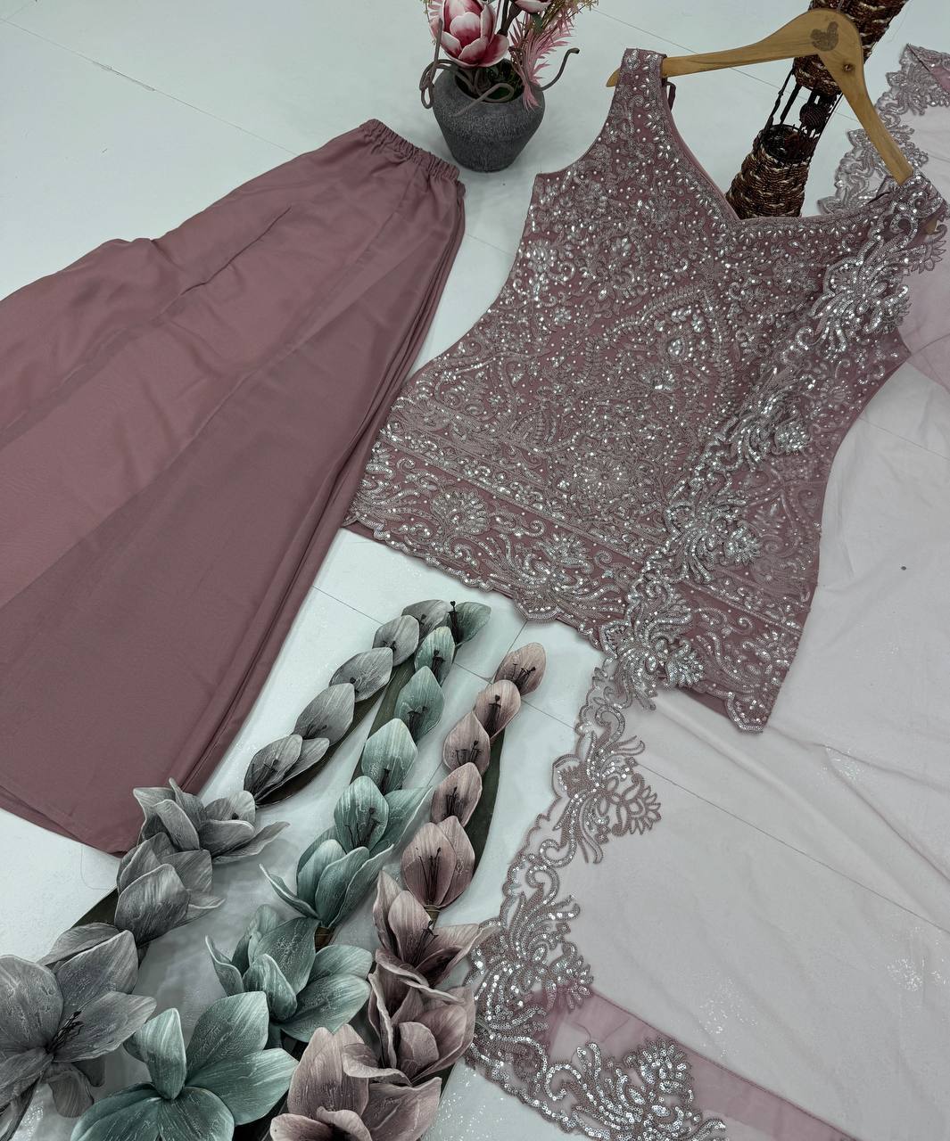 Star Georgette Embroidered Palazzo Set