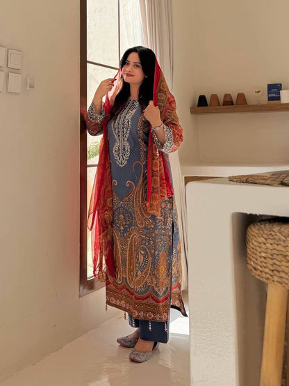 Printed Chinon Palazzo Set