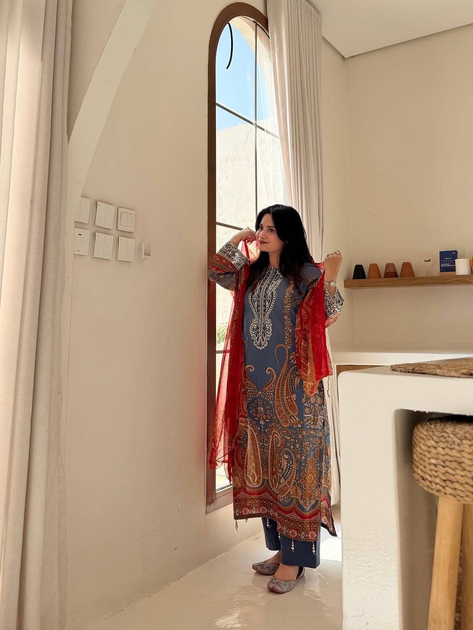 Printed Chinon Palazzo Set