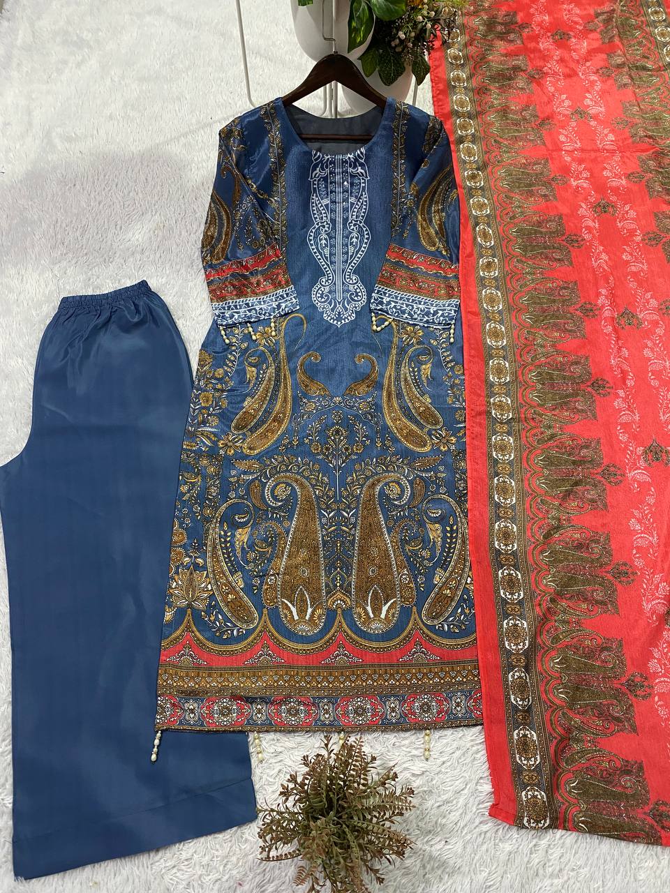 Printed Chinon Palazzo Set