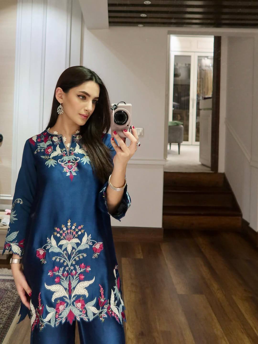 French Crepe Embroidered Palazzo Set