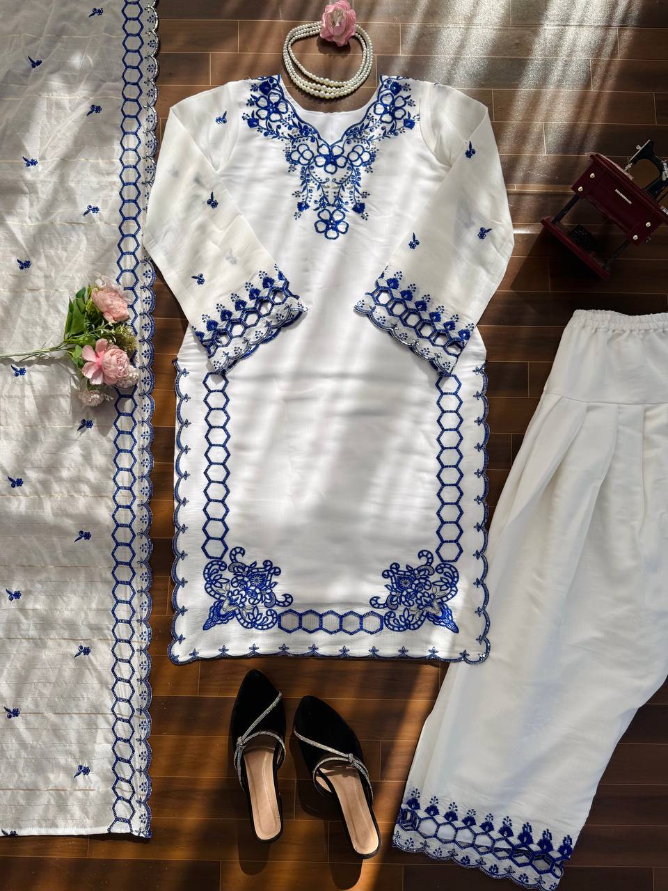 Mul Chanderi Farshi Suit Set