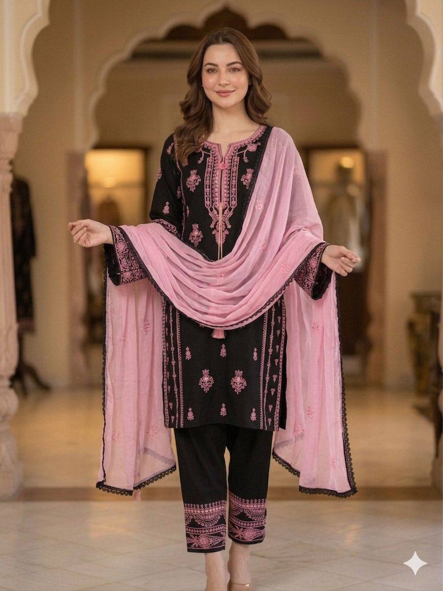 Rayon Embroidered Mirror Work Palazzo Set