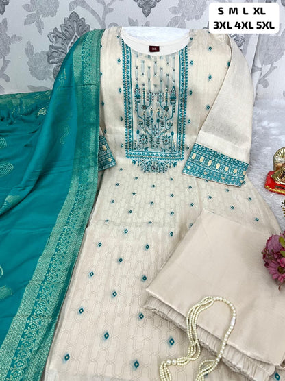 Simmer Jacquard Silk Handwork Suit Set